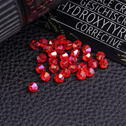 4/6/8mm红色水晶珠子菱形玻璃尖珠手工串珠散珠diy手链项链人造