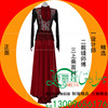 新疆舞蹈长袖长裙套头收腰修身连衣裙民族风，拼接订做中腰通勤红色