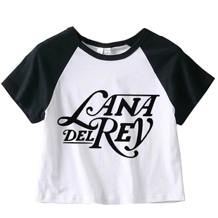 Lana Del Rey crop top 夏季娜·德雷短装露脐装圆领T恤打底
