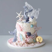 海洋硅胶模具蛋糕装饰海星贝壳海螺美人鱼尾巧克力翻糖蛋糕模具