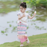 女童民族风服装连衣裙夏款儿童，少数民族舞蹈表演服小女孩傣族服饰