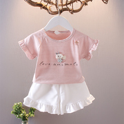 女童夏季短袖两件套装，小女孩洋气夏天衣服童装1一2-3-4岁宝宝夏装