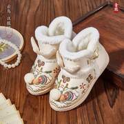 女童宝宝布鞋手工古风拜年手工，加绒2023冬季鞋，儿童棉鞋汉服!
