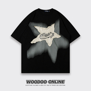 白驹过隙 WOODOO 设计师品牌 日系街头贴布五角星印花 男女T恤