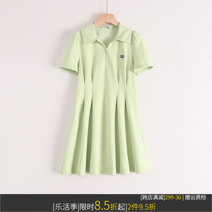 朵系列美式POLO裙胸章收腰纯色简约气质短袖针织连衣裙24夏装
