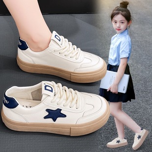 女童鞋子中大童学生，小白鞋2024春季韩版休闲板鞋儿童运动鞋青少年