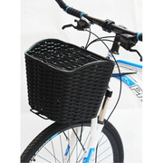 自行车篮子电动车前车筐折叠车，篓单车仿藤编，塑料带盖挂篮配件防水