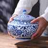景德镇陶瓷器瓷罐子青花瓷，密封储物罐带盖茶叶罐中药罐，家用装饰品