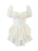 白色茶歇辣妹蕾丝娃娃裙，公主蓬蓬连衣裙短裙，法式高级感生日礼服裙