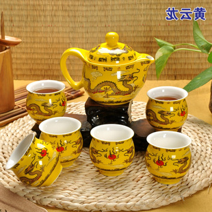 景德镇陶瓷双层杯子功夫茶具青茶复古套装 整套茶盘茶海茶壶 