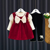 女童春秋背带裙公主套装，儿童洋气时髦三件套宝宝，小女孩秋装裙套装