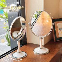 欧式360度旋转6寸梳妆镜公主镜子桌面3倍放大台式双面化妆镜