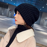 冬天帽子女大头适合大版显脸小百搭纯色毛线帽保暖护耳堆堆针织