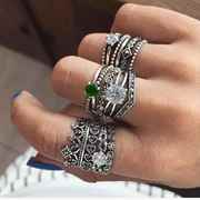 欧美复古戒指 Hot selling vintage zircon joint ring set rings