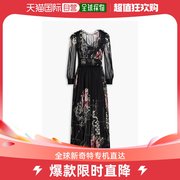 香港直邮Alberta Ferretti 女士荷叶边印花真丝雪纺中长连衣裙