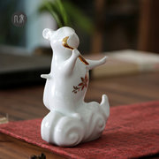 十二生肖陶瓷鼠创意摆件现代简约桌面雕塑可爱动物家居饰品