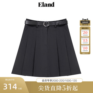 Eland衣恋半身裙女秋冬低腰简约百褶裙短款A字裙子夏季款