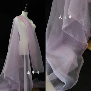 淡紫色泡泡纱 设计师起皱肌理欧根纱 童裙服装婚纱网蓬蓬裙布面料