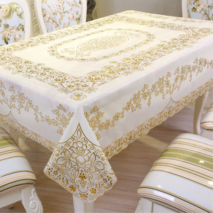 pvc烫金桌布长方形茶几，垫防水防油免洗防烫隔热台布欧式餐桌垫