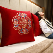 红色床头靠垫新中式床上大抱枕客厅沙发软枕床靠靠枕套含芯靠背垫