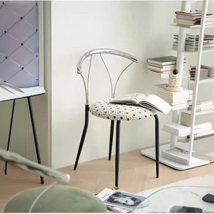 现代简约ins餐椅靠背餐桌椅子金属不锈钢北欧餐椅设计师梳妆椅