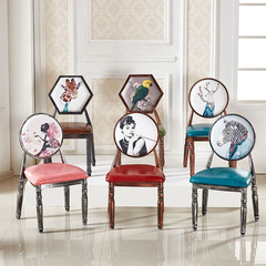 欧式复古靠背椅简约美甲凳子太阳椅网红化妆椅家用餐椅咖啡厅