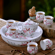 景德镇陶瓷功夫茶具套装简约现茶道，盘茶壶双层茶杯八件套家用茶具