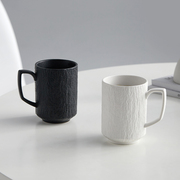 米立风物黑白色杯子陶瓷水杯马克杯大容量高颜值小众设计感咖啡杯