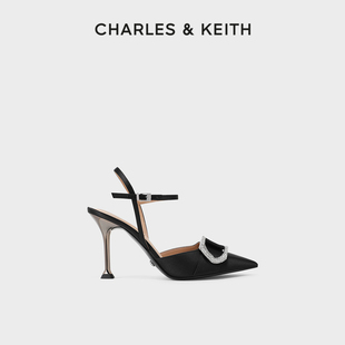 CHARLES&KEITH春夏女鞋SL1-60280413女士半宝石饰尖头高跟凉鞋
