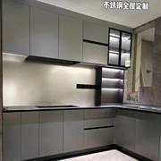 304201北京不锈钢橱柜定制厨房，整体台面全不锈钢，橱柜一体成型