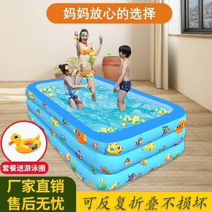充气游泳池儿童家用水池小孩折叠浴缸，婴儿游泳桶戏水池宝宝游泳圈