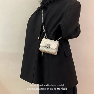 Mankok小香风链条包包女2024时尚菱格小方包高级感单肩斜挎包