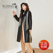 唯影W042D22353设计感围巾双面羊绒羊毛大衣女装长款外套秋冬显瘦