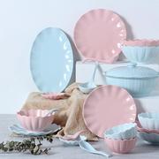 百合系列纯色彩晶色土陶瓷餐具家用创意饭菜碗盘碟勺自由组合套装