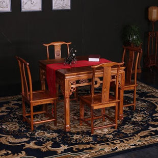 杜洛尼中式全实木八仙桌榆木餐桌椅组合仿古小方桌明清古典酒