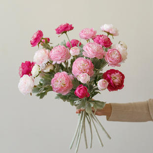 栀美家露莲仿真花洋牡丹，花束假花花毛茛，样板房花瓶摆件客厅插花