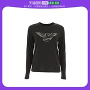 香港直邮EMPORIO ARMANI 女士黑色老鹰翅膀图案长袖T恤 6H2T8C-2J