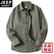 jeep吉普长袖工装衬衫宽松大码休闲外套，青年男装纯棉秋季上衣