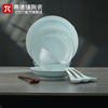 景德镇陶瓷影青白瓷，中式玲珑餐具饭碗盘子家用瓷器套装2024年