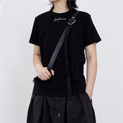sunyvonne-夏季小众设计暗黑230g纯棉，logo刺绣基础，打底短袖t恤