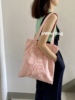 高级感小众帆布包女大容量粉色单肩包时尚布袋子上课大学生手提袋