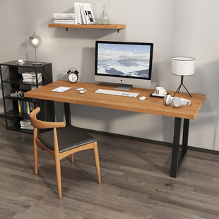 实木台式电脑桌小户型家用松木书桌简约现代办公学习桌长条工作台
