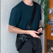 mrdong韩国男装窄边圆领，轻熟基本款纯色，轻薄打底宽松短袖t恤