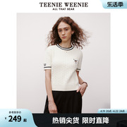 TeenieWeenie小熊针织衫短袖T恤薄款白色上衣多巴胺套头衫软糯女