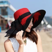 女士夏户外(夏户外)防晒遮阳可折叠大沿太阳帽旅游度假出游海边沙滩草帽子