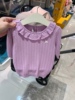 韩国童装24夏款女童宝宝洋气，镂空花边领香芋紫甜美针织短袖t恤衫