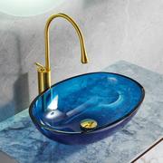 彩色透明钢化玻璃台上盆浴室，洗脸盆洗手池洗漱台盆酒店现代艺术盆