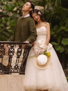 白色影楼户外无袖主题服装婚纱摄影写真拍照缎面白纱小拖尾裙韩版
