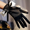 黑色手套复古赫本风法式复古优雅缎面黑色手套甜美蝴蝶结新娘结婚