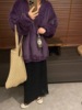 韩版纯色紫色毛毛卫衣外套女2024高级感气质百搭洋气上衣潮